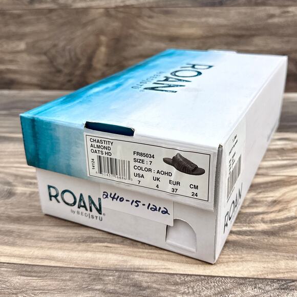 NIB Roan Bed Stu Chastity 7 37 Leather Huarache Slide Flat Sandals Almond Oats - Picture 10 of 11